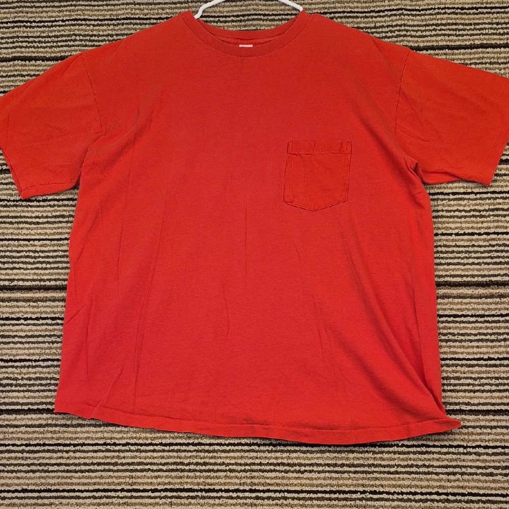 GAP‎ Dark Pink Solid Cotton Pocket T USA XL Mens Short Sleeve T Shirt VTG